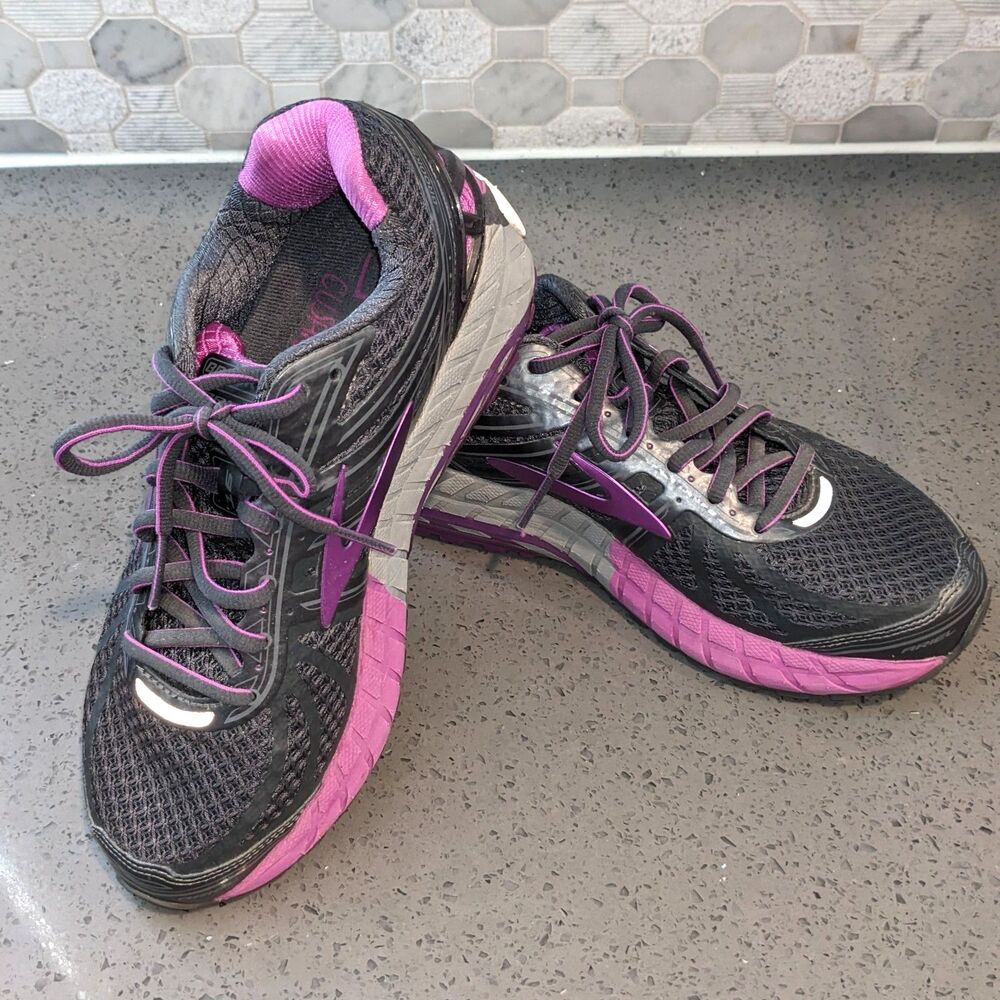 Brooks Ariel Womens 8 Gray Purple Running Shoes Stability Sneakers